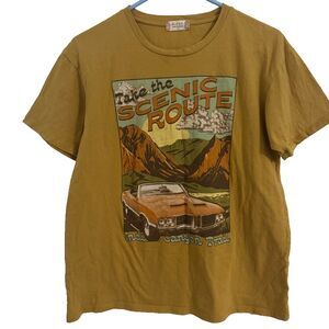 ALTAR'D STATE Women's Size XS Yellow Mustard Graphic Shirt Cotton Indian Canyon